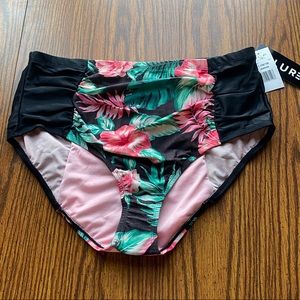 Allure IMG tropical hibiscus swim bottom 1X NWT